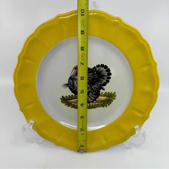 Vintage Made in Italy Hand Painted Turkey Plate.  Serve Ware Thanksgiving Farm - Picture 5 of 9